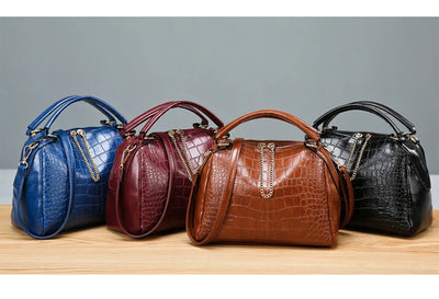 Vintage Crocodile Pattern Large Capacity Crossbody Handbag by LANYIBAIGE