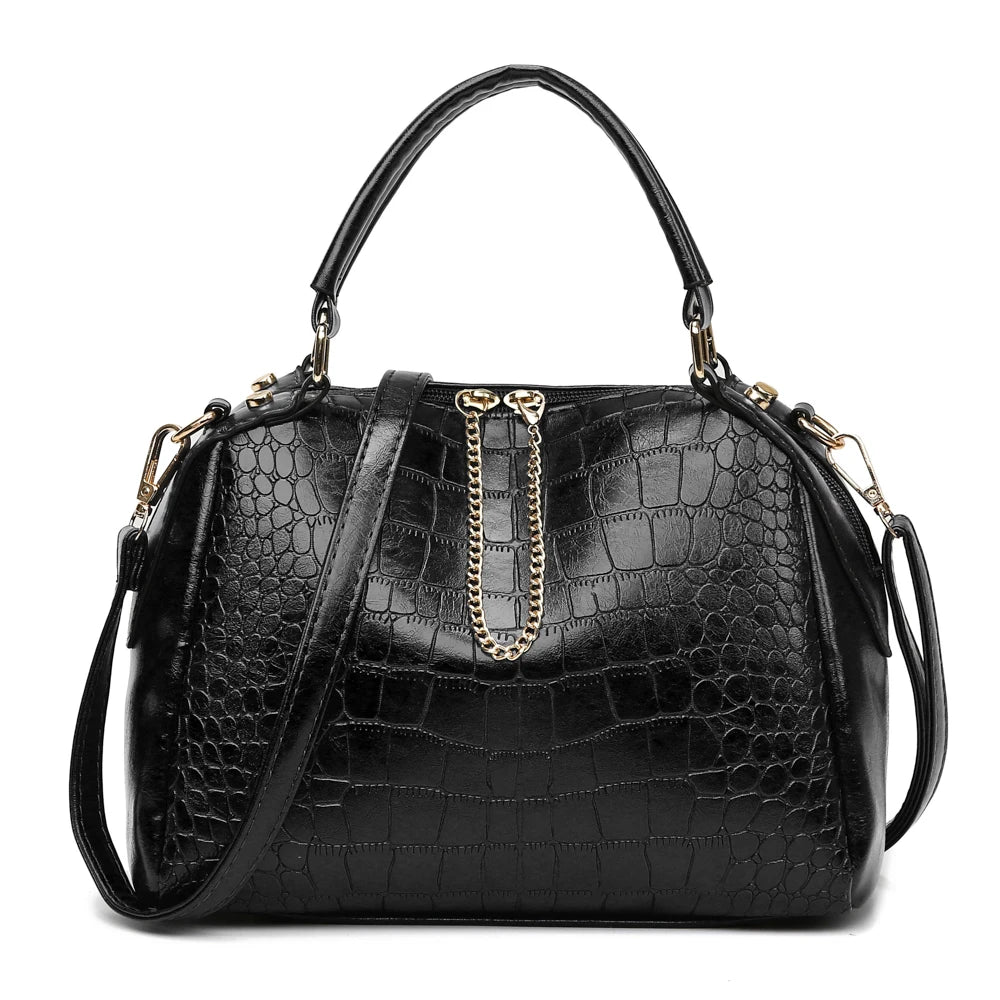 Vintage Crocodile Pattern Large Capacity Crossbody Handbag by LANYIBAIGE