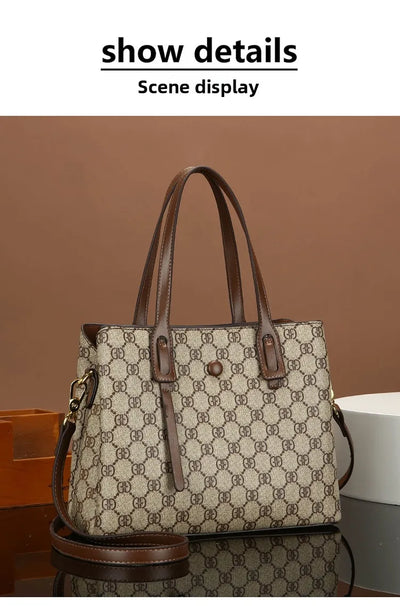 Ele Leather Printed Handbag Women's oulder Crossbody Bag Casual Tote Bag Soft Cowhide Large Capaci Faionable