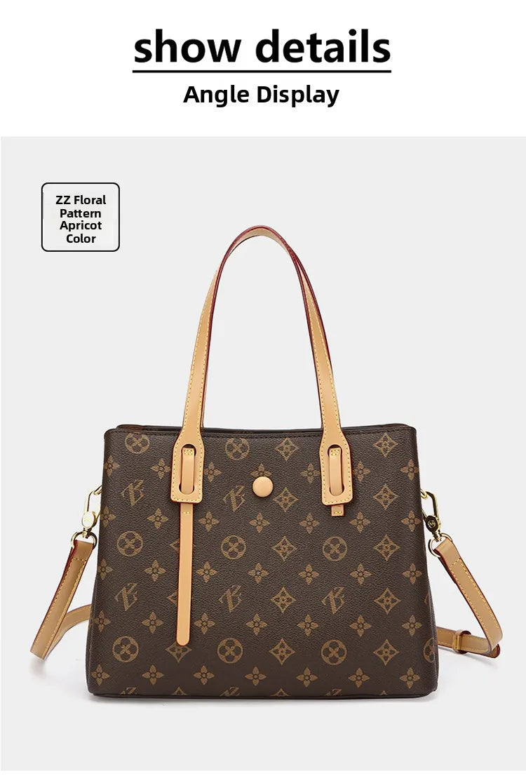 Ele Leather Printed Handbag Women's oulder Crossbody Bag Casual Tote Bag Soft Cowhide Large Capaci Faionable