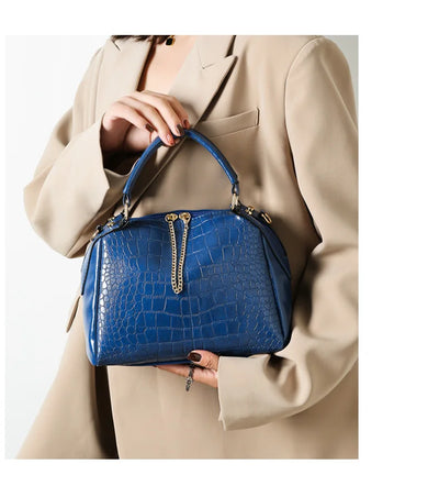 Vintage Crocodile Pattern Large Capacity Crossbody Handbag by LANYIBAIGE