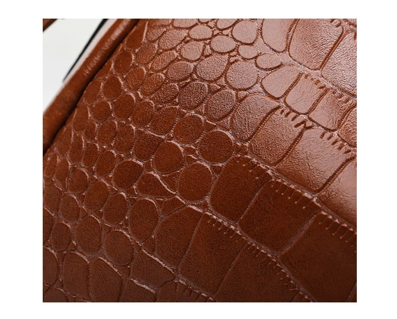 Vintage Crocodile Pattern Large Capacity Crossbody Handbag by LANYIBAIGE