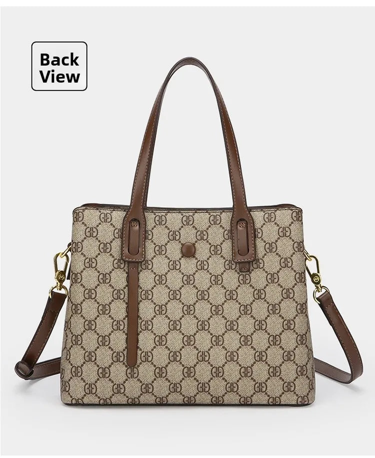 Ele Leather Printed Handbag Women's oulder Crossbody Bag Casual Tote Bag Soft Cowhide Large Capaci Faionable