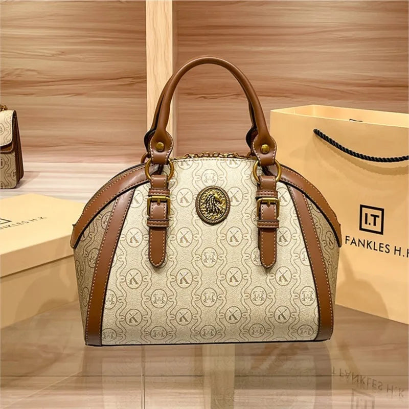 Luxury Women's Handbag – Designer Retro Shell with Letter Pattern
