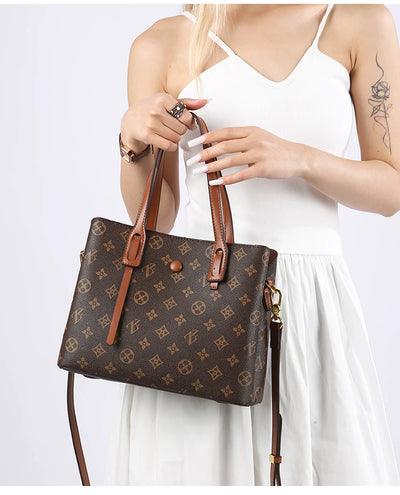 Ele Leather Printed Handbag Women's oulder Crossbody Bag Casual Tote Bag Soft Cowhide Large Capaci Faionable