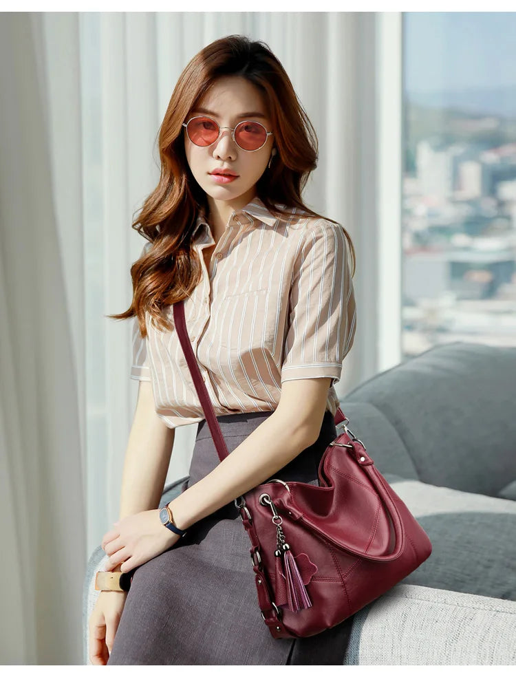 Luxury Genuine Sheepskin Leather Tote Bag for Women