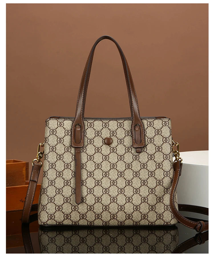 Ele Leather Printed Handbag Women's oulder Crossbody Bag Casual Tote Bag Soft Cowhide Large Capaci Faionable