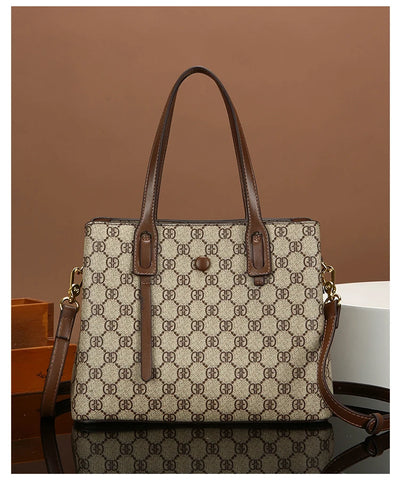 Ele Leather Printed Handbag Women's oulder Crossbody Bag Casual Tote Bag Soft Cowhide Large Capaci Faionable