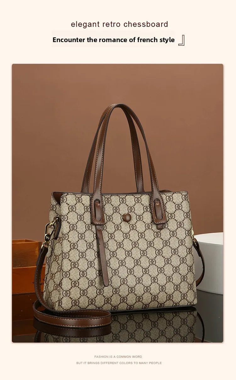 Ele Leather Printed Handbag Women's oulder Crossbody Bag Casual Tote Bag Soft Cowhide Large Capaci Faionable