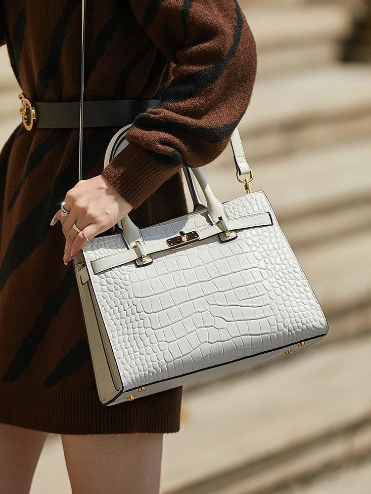 Fashion Women’s Genuine Leather Shoulder Bag – Elegant Soft Cowhide Tote Purse for Business