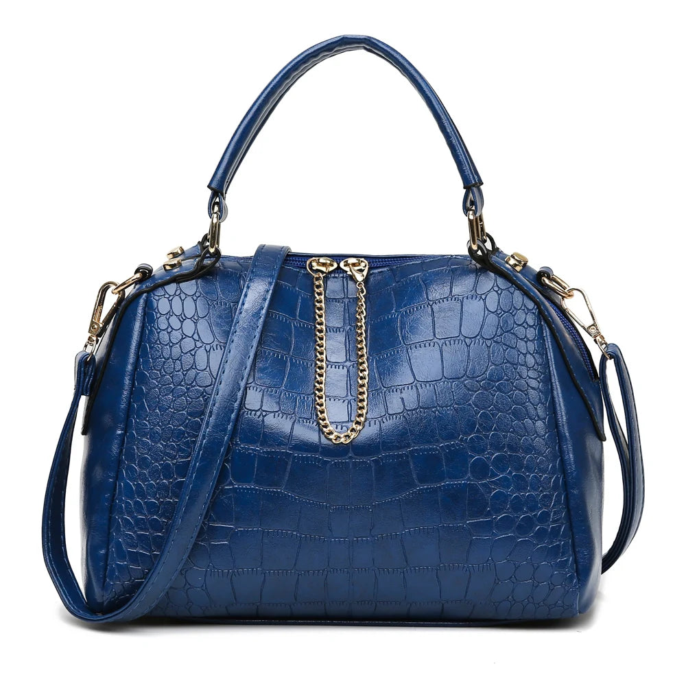 Vintage Crocodile Pattern Large Capacity Crossbody Handbag by LANYIBAIGE