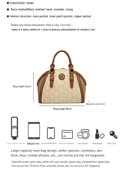 Luxury Women's Handbag – Designer Retro Shell with Letter Pattern