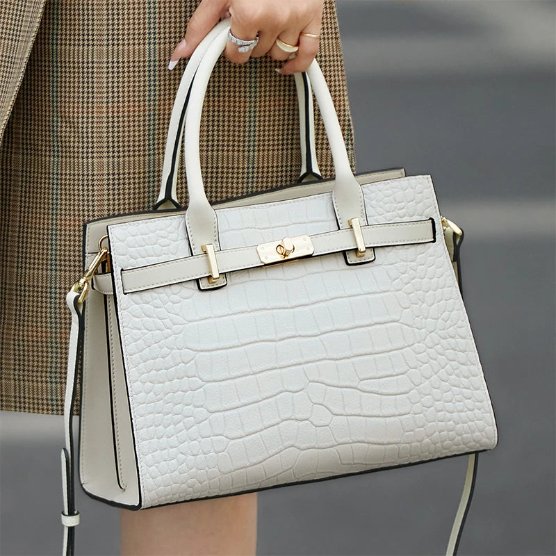 Fashion Women’s Genuine Leather Shoulder Bag – Elegant Soft Cowhide Tote Purse for Business