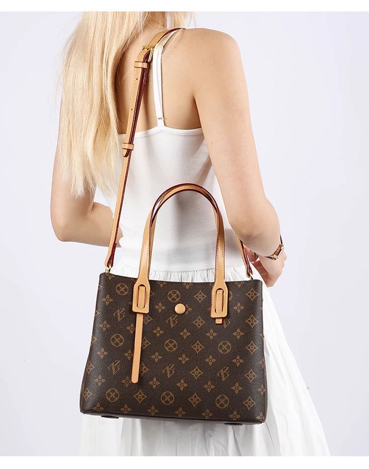 Ele Leather Printed Handbag Women's oulder Crossbody Bag Casual Tote Bag Soft Cowhide Large Capaci Faionable