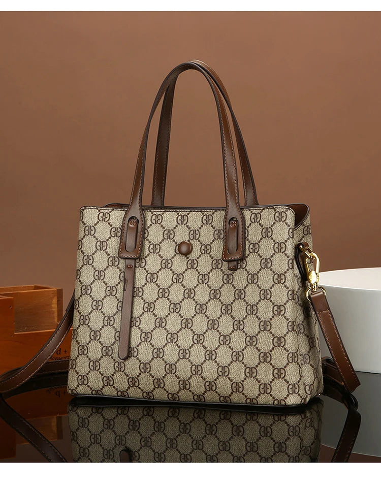 Ele Leather Printed Handbag Women's oulder Crossbody Bag Casual Tote Bag Soft Cowhide Large Capaci Faionable