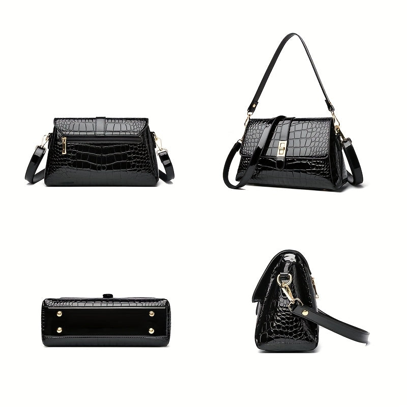 Women’s Elegant Snake Print PU Leather Crossbody Purse