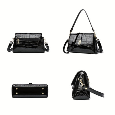 Women’s Elegant Snake Print PU Leather Crossbody Purse