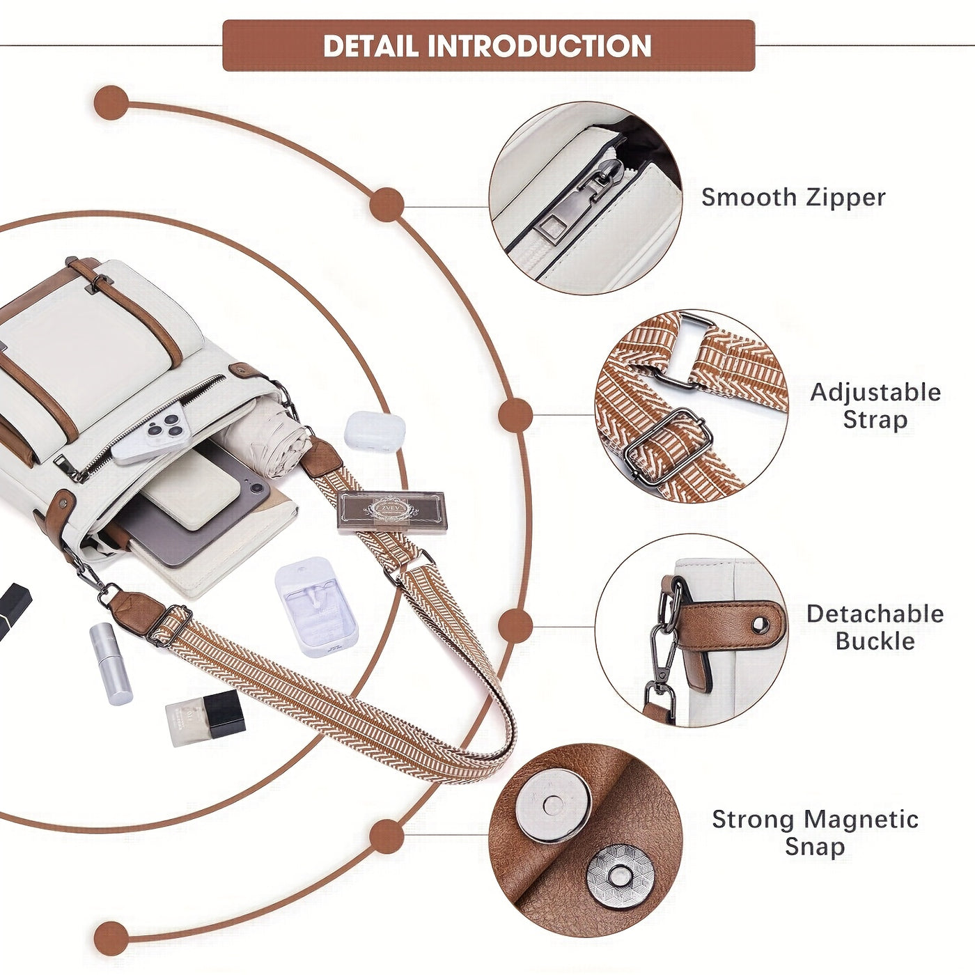 Women’s Large Capacity Crossbody Bag – Elegant Faux Leather