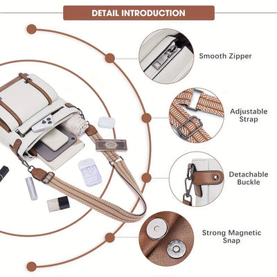 Women’s Large Capacity Crossbody Bag – Elegant Faux Leather